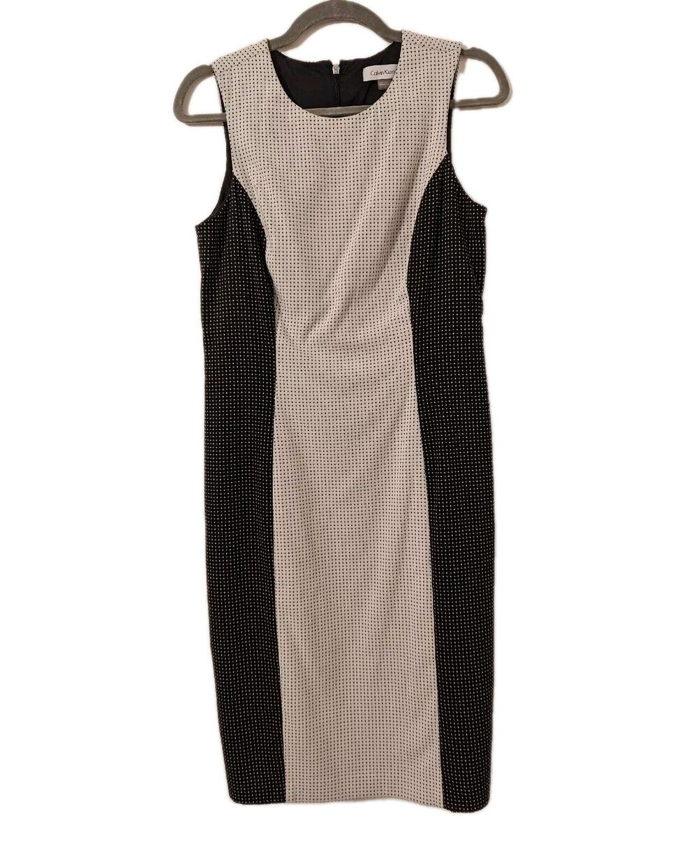 Calvin Klein Women's Size 8 Pencil dress Black White Polka Dot Sleeveless